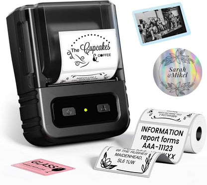 Ponek M102 Label Makers - Barcode Label Printer Label Maker with 7000+ Icons 700+ Templates for Small Business, Address, Ingrediant, QR Code, Clothing, Mailing Gift Tag for Phones & PC, Black