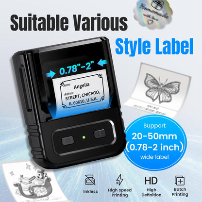 Ponek M102 Label Makers - Barcode Label Printer Label Maker with 7000+ Icons 700+ Templates for Small Business, Address, Ingrediant, QR Code, Clothing, Mailing Gift Tag for Phones & PC, Black