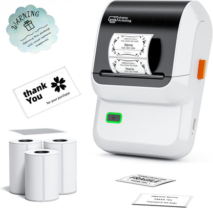 Ponek Label Maker Machine with 3 Tapes, M100 Bluetooth Label Printer, Versatile App with 3000 Icons and 300 Templates, 2 Inch Barcode Label Maker for Small Business, Office, Home, School, White