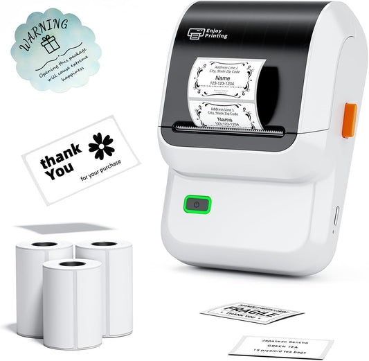 Ponek Label Maker Machine with 3 Tapes, M100 Bluetooth Label Printer, Versatile App with 3000 Icons and 300 Templates, 2 Inch Barcode Label Maker for Small Business, Office, Home, School, White