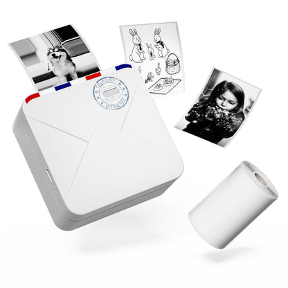 Ponek Mini Pocket Printer - M02S Upgrade 304DPI Wireless Bluetooth Thermal Sticker Printer, Compatible with iOS and Android, Print 3 Size Papers, Inkless Sticker Maker for Notes, Photo, Journal, Gifts