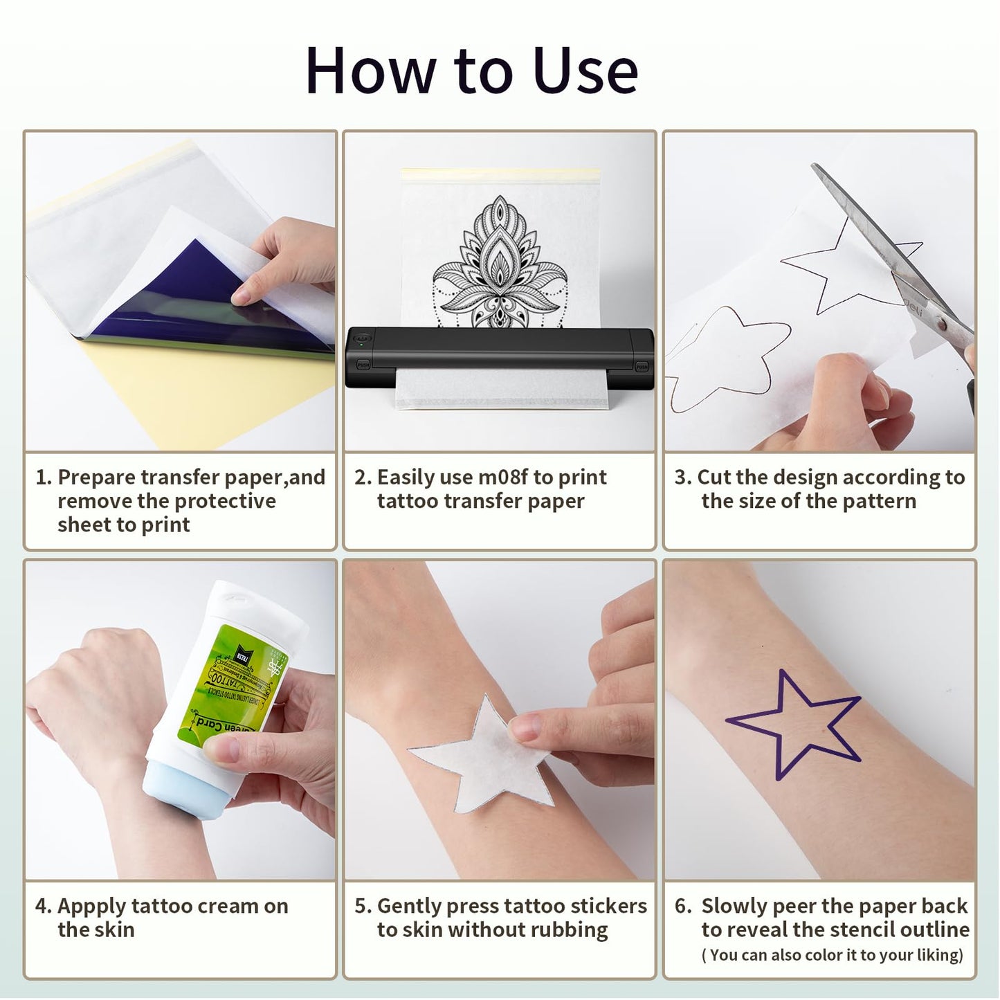 Ponek Tattoo Transfer Paper- Ponek 100 PCS Transfer Paper for Tattooing, 4 Layers A4 Size Tattoo Stencil Paper, Temporary Tattoo Paper for Tattoo Transfer Kit, Tracing paper for Drawing, DIY Tattoo