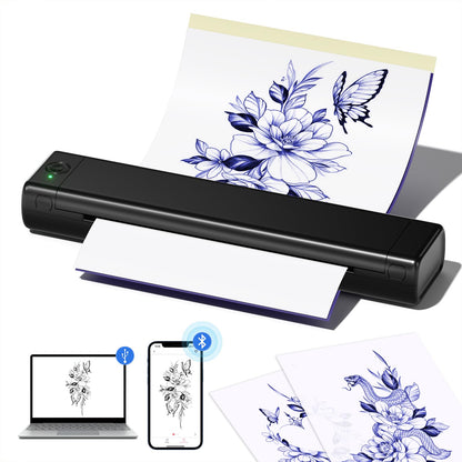 Ponek Tattoo Stencil Printer, M08F Tattoo Thermal Printer, Wireless Stencil Machine for Tattoo Artists, Stencil Printer for Tattooing with 10pcs Tattoo Transfer Paper, Compatible with Phone, Pad, PC