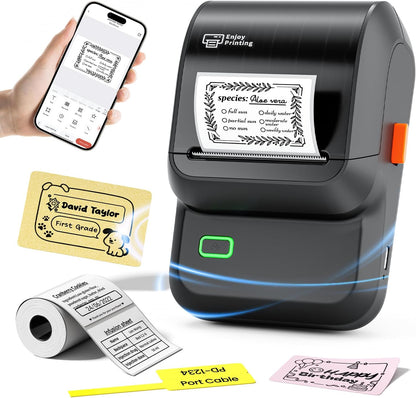 Ponek Label Maker Machine with Tape, M100 Address Barcode Label Printer, Versatile App 4000 Icons and 300 Fonts, Industrial Label Makers for Small Business, Office, Home, School, Safety Label Makers