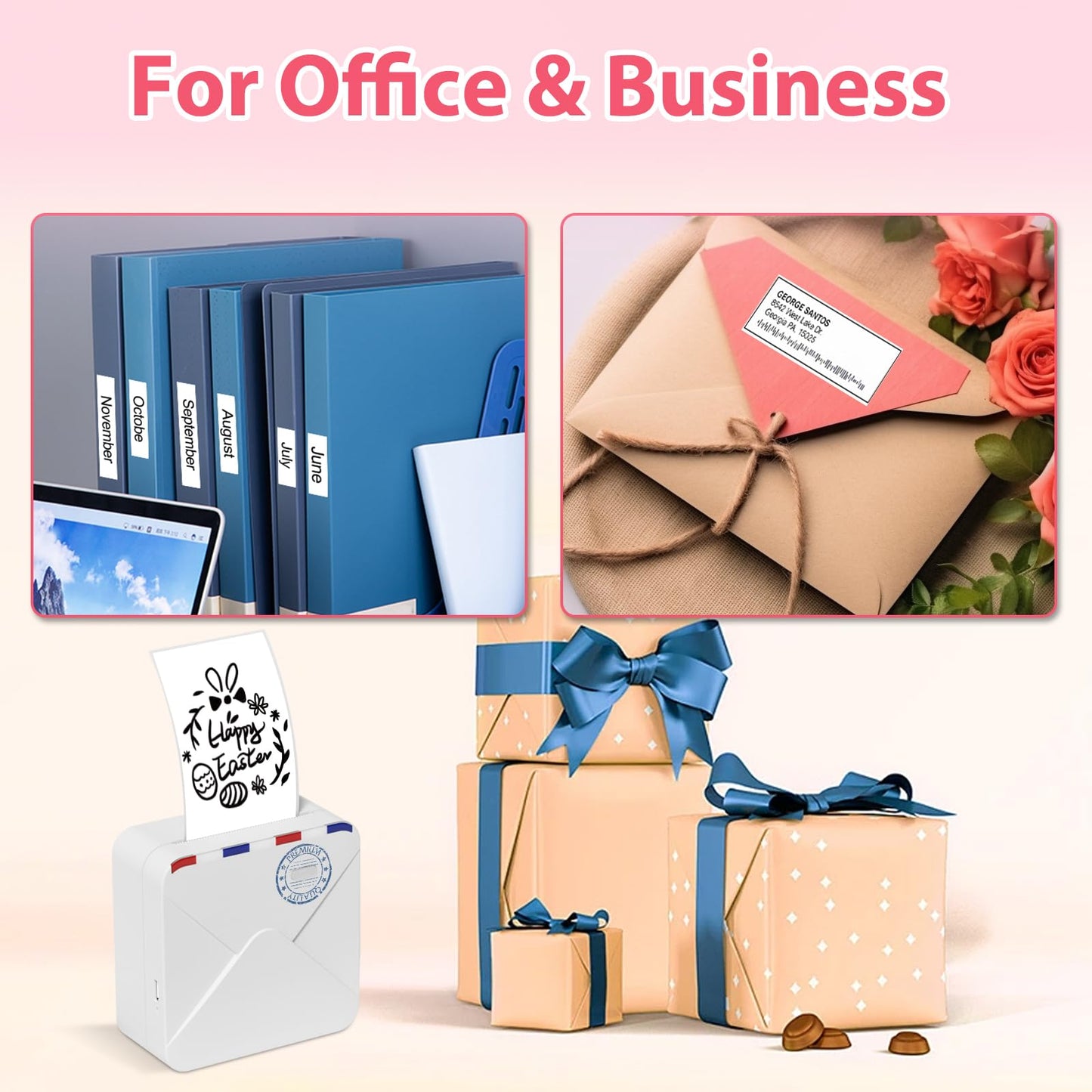 Ponek Mini Pocket Printer - M02S Upgrade 304DPI Wireless Bluetooth Thermal Sticker Printer, Compatible with iOS and Android, Print 3 Size Papers, Inkless Sticker Maker for Notes, Photo, Journal, Gifts