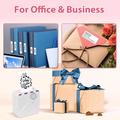 Ponek Mini Pocket Printer - M02S Upgrade 304DPI Wireless Bluetooth Thermal Sticker Printer, Compatible with iOS and Android, Print 3 Size Papers, Inkless Sticker Maker for Notes, Photo, Journal, Gifts