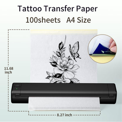 Ponek Tattoo Transfer Paper- Ponek 100 PCS Transfer Paper for Tattooing, 4 Layers A4 Size Tattoo Stencil Paper, Temporary Tattoo Paper for Tattoo Transfer Kit, Tracing paper for Drawing, DIY Tattoo