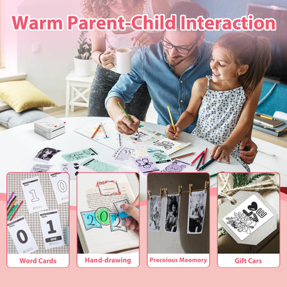 Ponek Mini Pocket Printer - M02S Upgrade 304DPI Wireless Bluetooth Thermal Sticker Printer, Compatible with iOS and Android, Print 3 Size Papers, Inkless Sticker Maker for Notes, Photo, Journal, Gifts