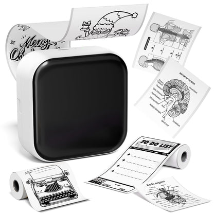 Ponek Print Pod Mini Sticker Printer, Mini Thermal Printer M02X, Stickers Maker Machine for Kids, Student, Family, Pocket Photo Printers, White