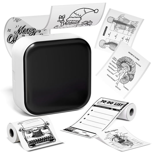Ponek Print Pod Mini Sticker Printer, Mini Thermal Printer M02X, Stickers Maker Machine for Kids, Student, Family, Pocket Photo Printers, White