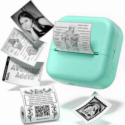 Ponek Mini Sticker Printer - M02X Print Pod Mini Printer, Thermal Stickers Maker Machine for Kids, Student, Family