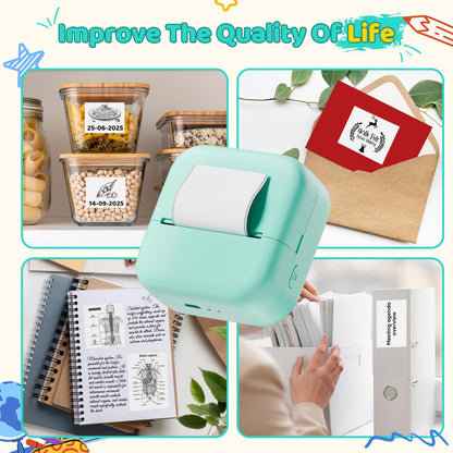 Ponek Mini Sticker Printer - M02X Print Pod Mini Printer, Thermal Stickers Maker Machine for Kids, Student, Family